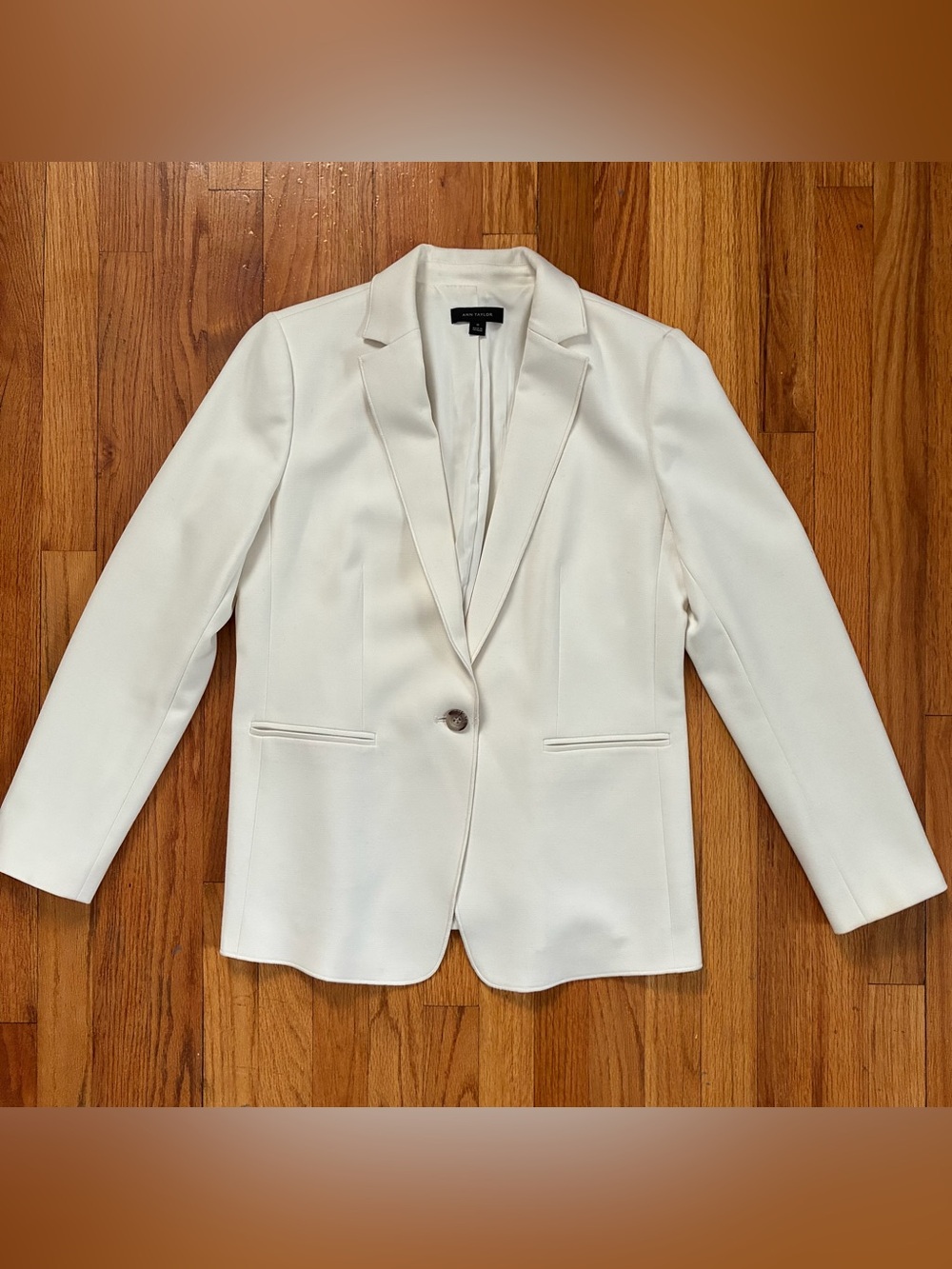 Ann Taylor Ivory Single-Breasted One-Button Lined Tailored Blazer Women’s 10